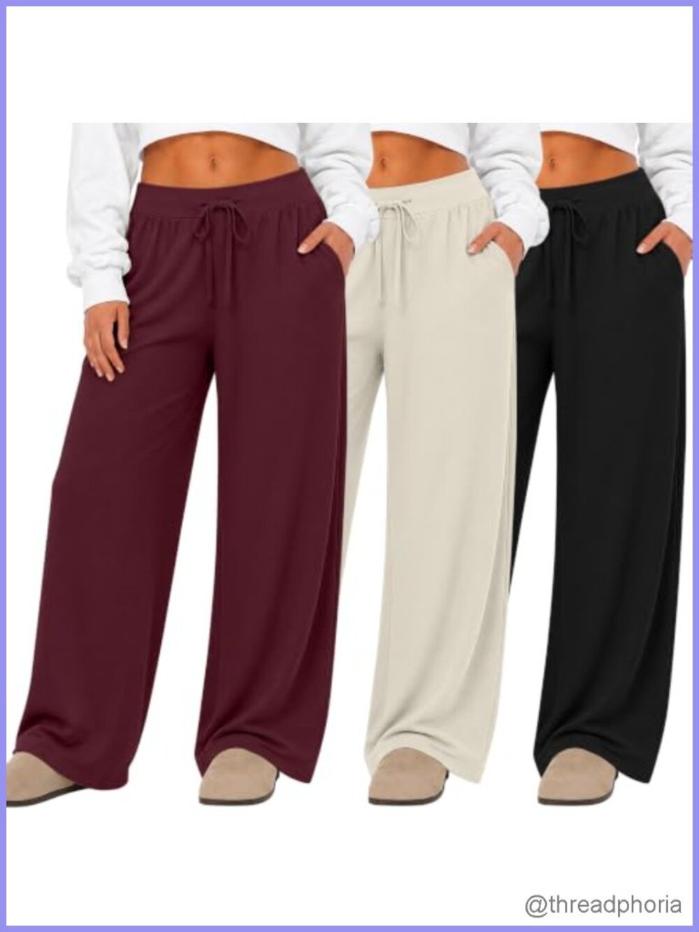 Plus Size Women's Lounge Pants Wide Leg Sweatpants 3 Pack